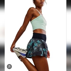 Free People Black and Blue Floral High Waist Shorts